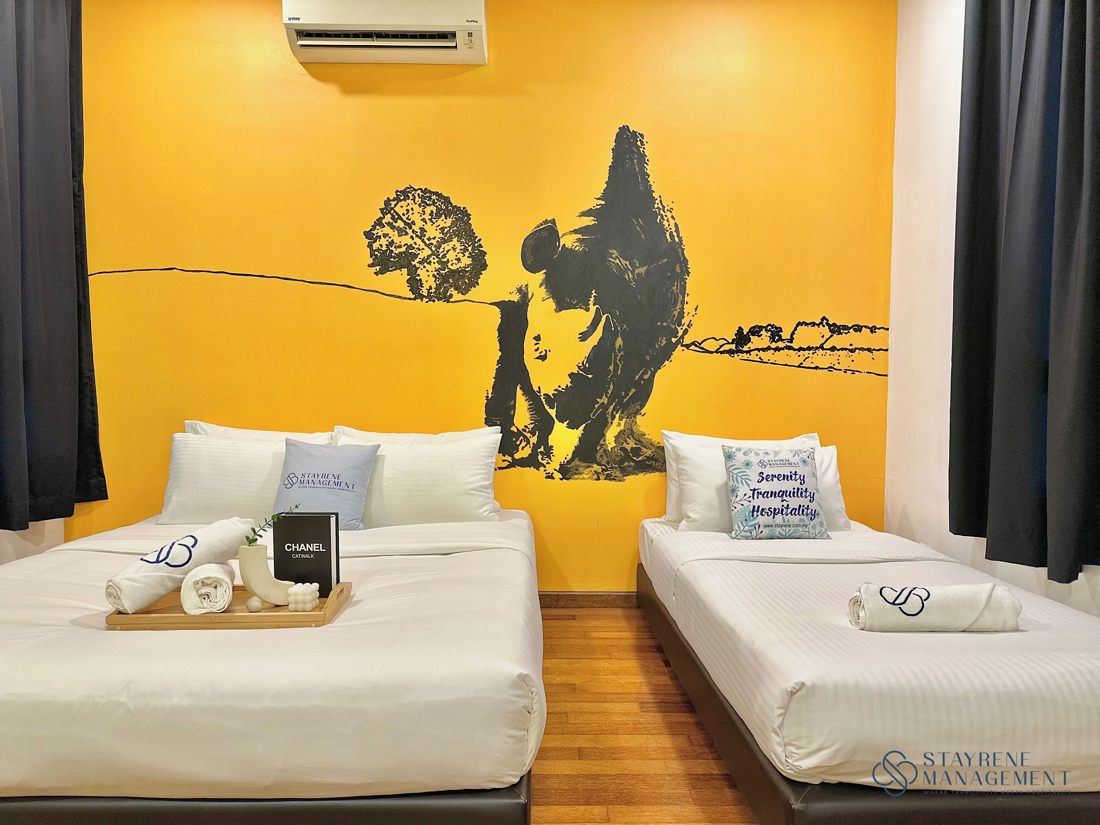 Blackout curtains, iron/ironing board, free WiFi