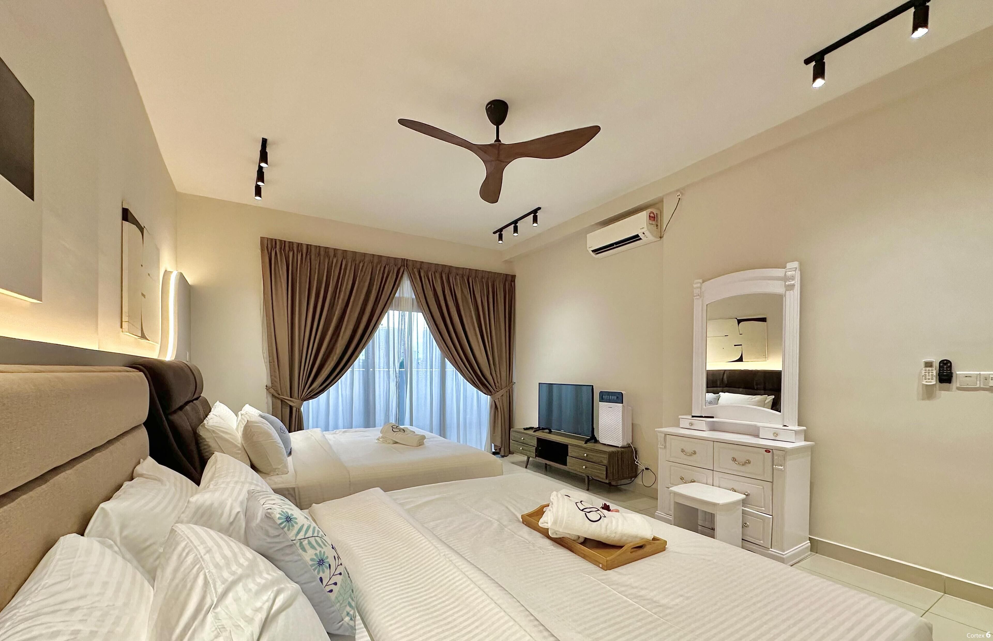 時尚公寓, 1 間臥室, 非吸煙房, 陽台 | 遮光布/窗簾、熨斗/熨衣板、免費無線上網、床單