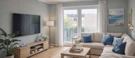 Fernseher, Tischtennisplatte, Stereoanlage