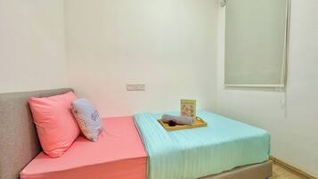 Blackout curtains, iron/ironing board