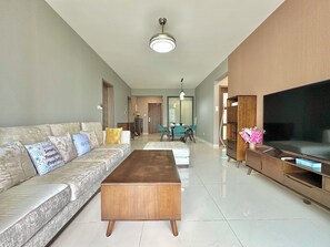 Elite Apartment, 3 Bedrooms, Balcony, City View | Living area - Casa Forest City JB by Stayrene (Gelang Patah)