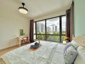 Comfort Apartment, 3 Bedrooms, Balcony, City View | Blackout drapes, iron/ironing board - Casa Forest City JB by Stayrene (Gelang Patah)