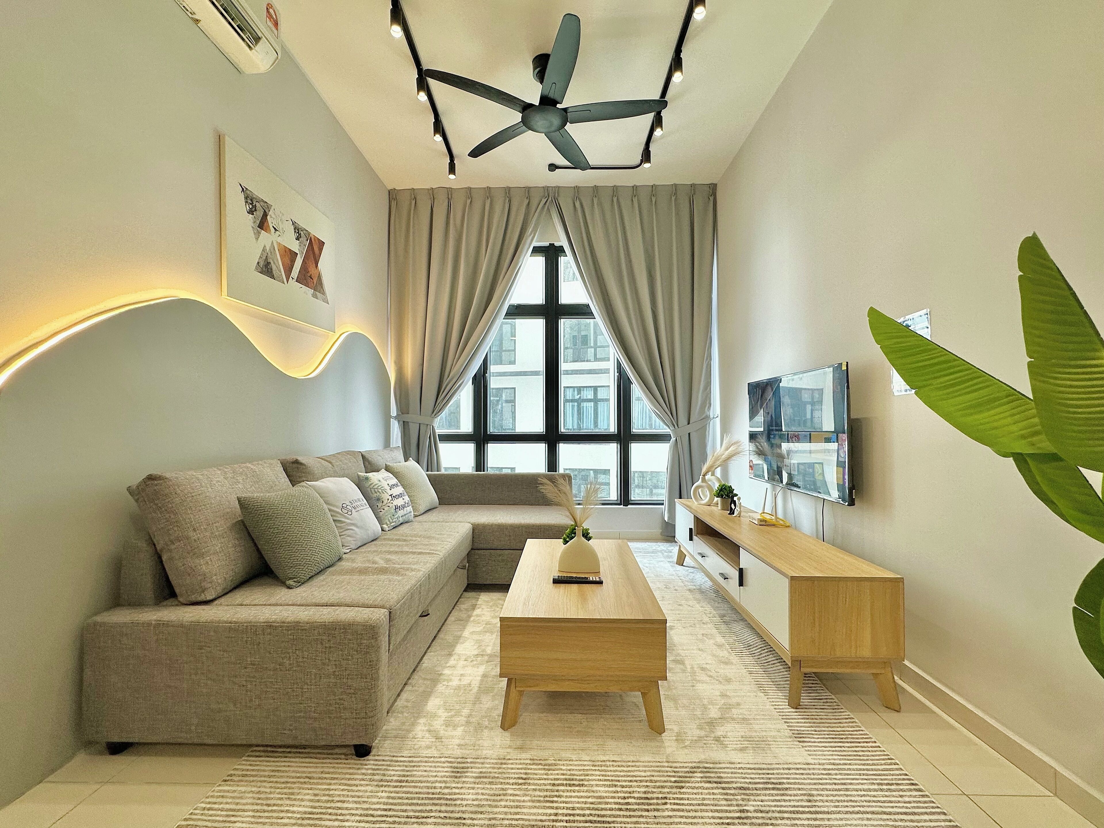 Lyxlägenhet - 2 sovrum - utsikt mot staden | Vardagsrum