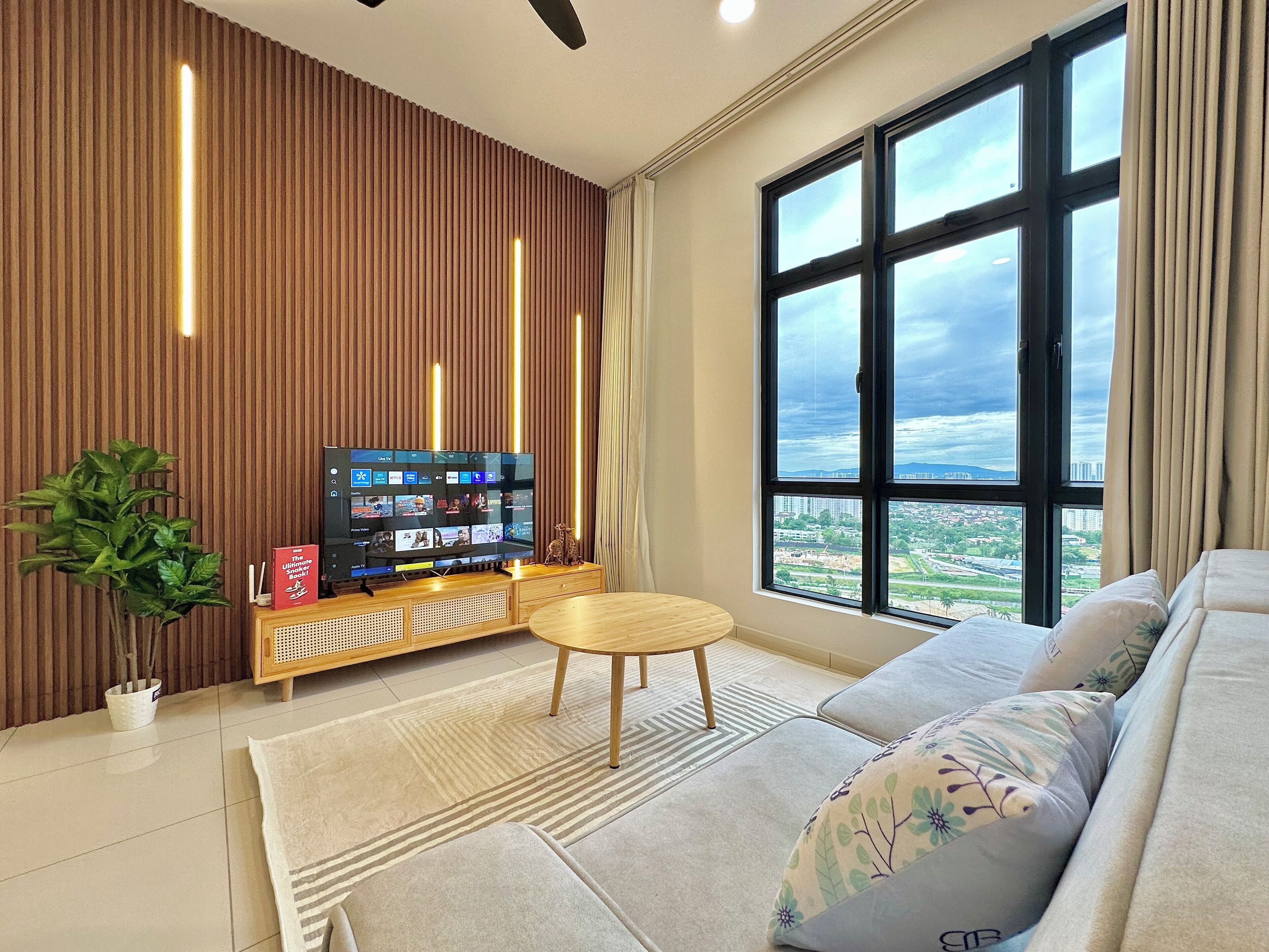 Lyxlägenhet - 3 sovrum - utsikt mot staden | Vardagsrum