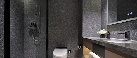 淋浴設備、水療按摩蓮蓬頭、名牌盥洗用品、吹風機