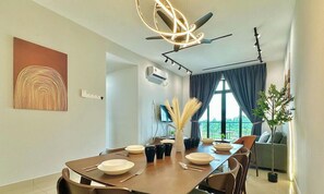 Apartment, 3 Bedrooms, Balcony, Garden View | Dining - Desaru Utama Residence by Stayrene (Johor)