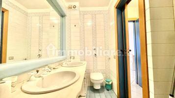 Hair dryer, bidet, towels, soap