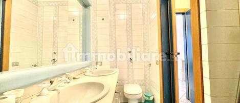 Hair dryer, bidet, towels, soap