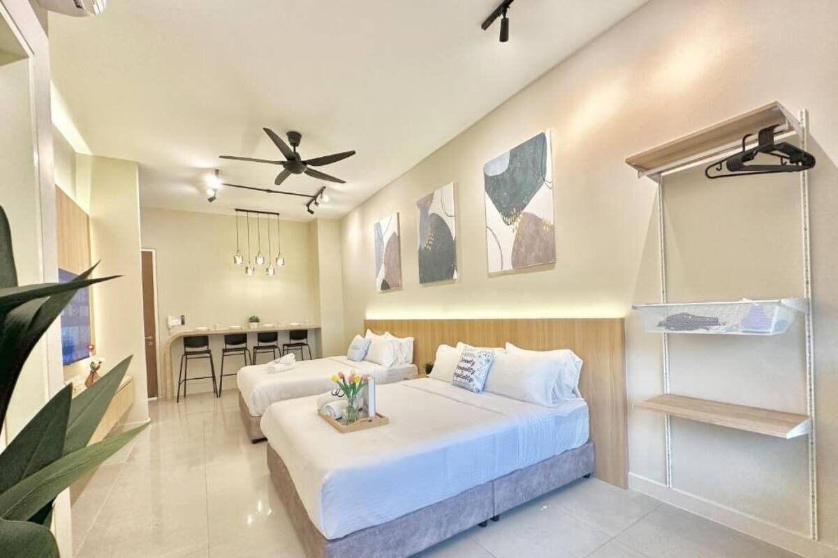 Superior studio, 2 queensize bedden, uitzicht op zee | Een strijkplank/strijkijzer, gratis wifi