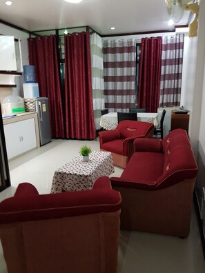 Standard Condo, Non Smoking, Ocean View | Living area | 48-inch TV with digital channels - European condo Rentals Toril (Davao)