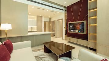 Deluxe Apartment, Balcony, City View | Living area | Smart TV, Netflix, streaming services