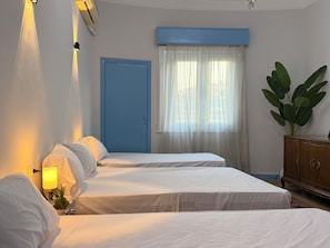 Deluxe-Apartment, 3 Schlafzimmer, Balkon, Stadtblick | Bettwäsche aus ägyptischer Baumwolle, hochwertige Bettwaren