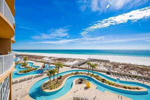 A resort with a pool area, beach access, and a clear view of the ocean. - Phoenix Gulf Towers 302 2 Bedroom Condo (Orange Beach)