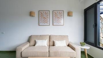 Bungalow, uitzicht op tuin | Woonruimte