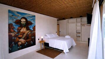 Chambre Double Classique, véranda, vue piscine | Rideaux occultants, fer et planche à repasser, Wi-Fi gratuit