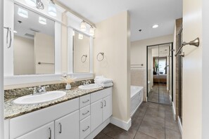 Shower, hair dryer, towels - Freshly Renovated Beachfront Condo w/ Pools Near Pier Park (Panama City Beach)