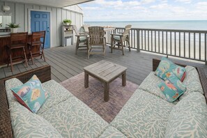 Outdoor dining - 3 BR, Ocean Front Condo, Shared Pool - Sand Dollar 302 (Murrells Inlet)