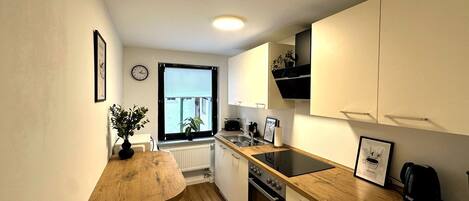 Kühlschrank, Mikrowelle, Ofen, Herdplatte