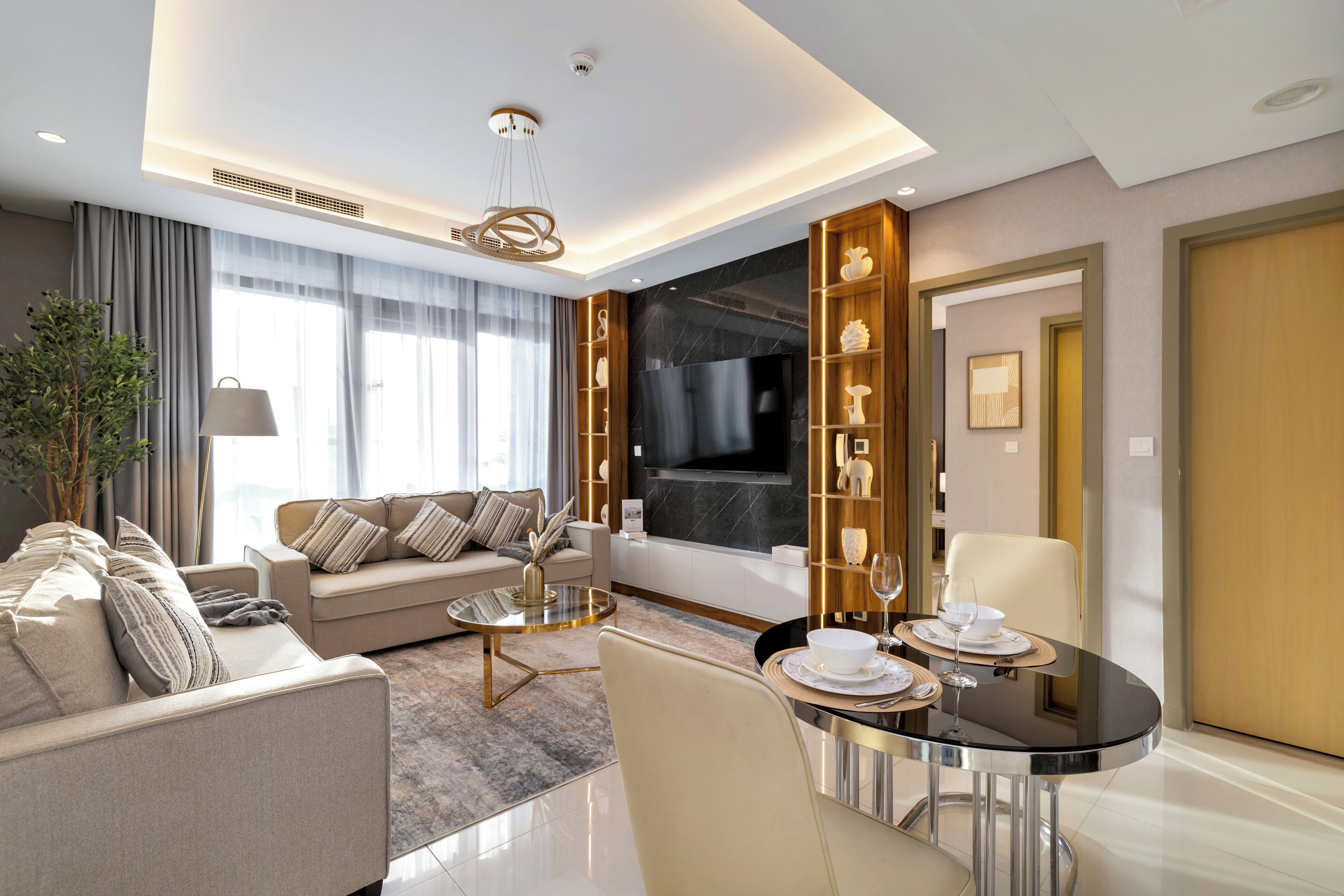 Appartement Deluxe, vue ville | Coin séjour