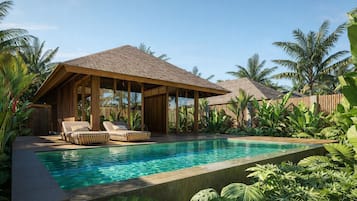 Vila, 1 quarto, para não fumantes, piscina particular | Frigobar, Wi-Fi de cortesia, roupa de cama