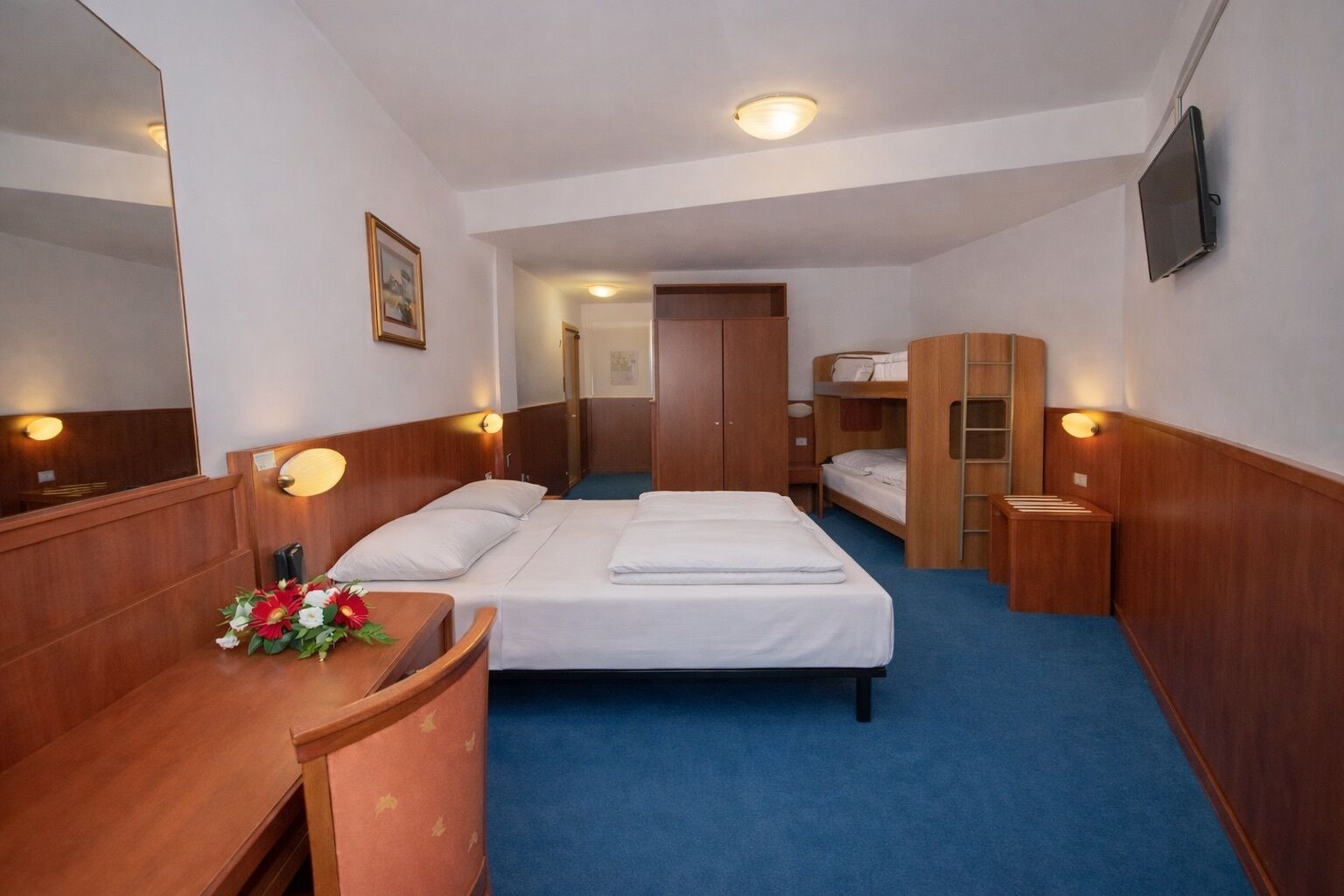 Family Quadruple Room, Patio | In-room safe, desk, blackout curtains, free WiFi