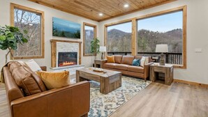 Living area - New! 6BR Luxe Pool Cabin*Hot Tub*Games*Fireplace (Sevierville)