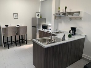 家庭開放式客房 | 私人廚房 | 電冰箱、微波爐、鍋具/餐盤/廚房用品