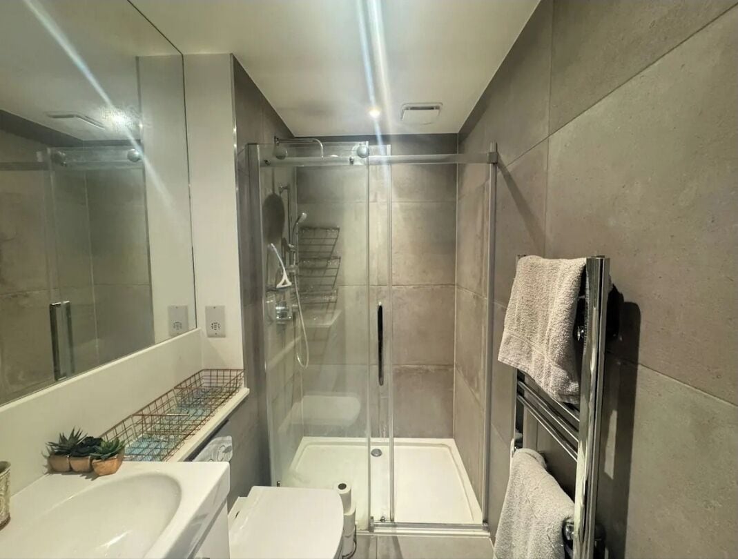 Hair dryer, towels, toilet paper