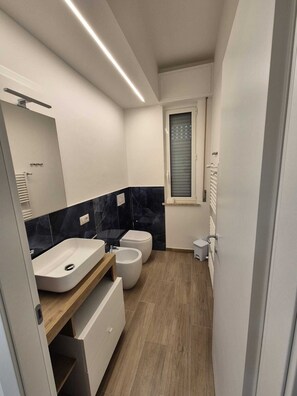 Dutxa, assecador de cabells, bidet i tovalloles