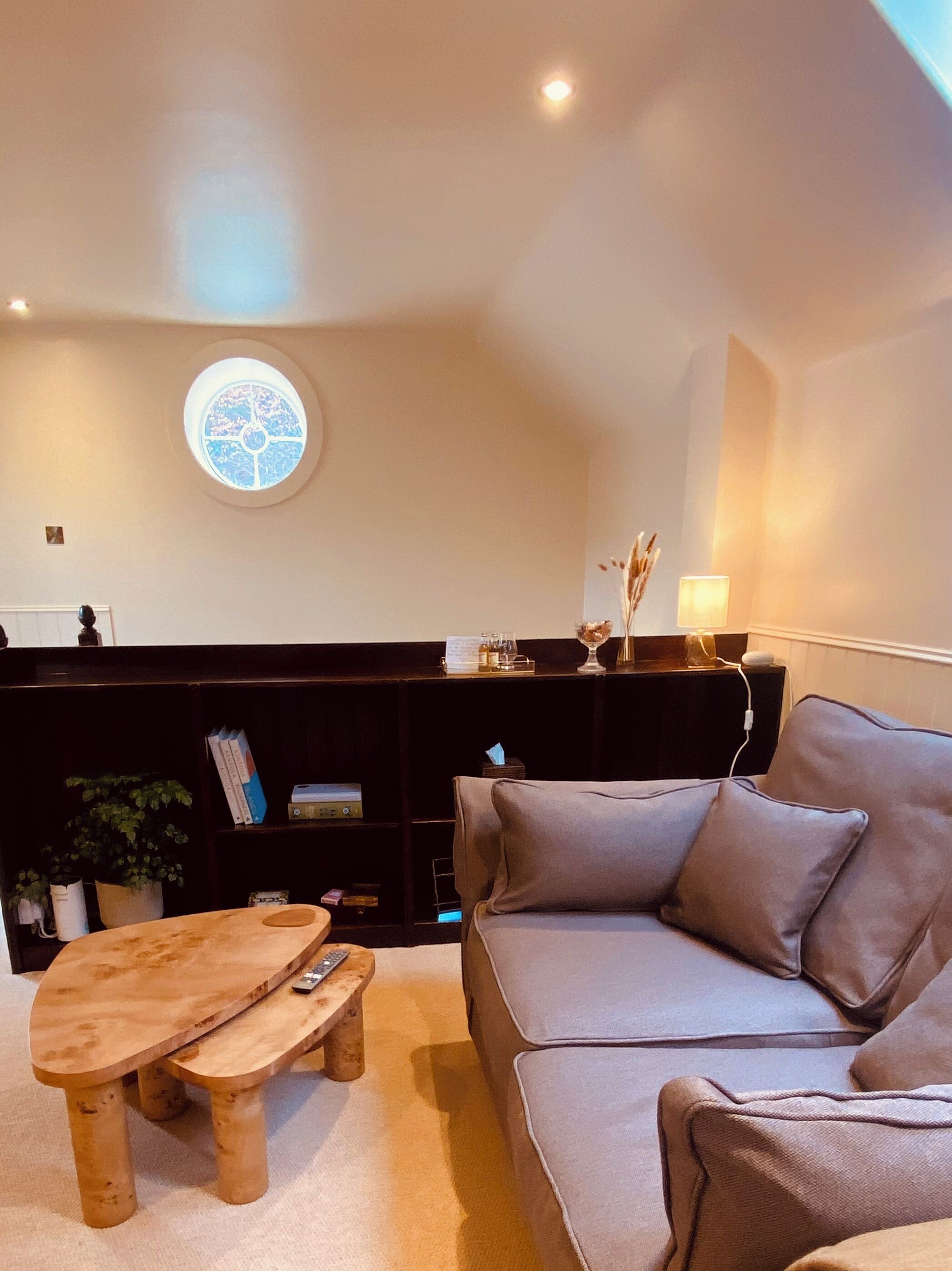 The Hayloft, Luxury loft style cottage, courtyard views | Living area