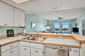Condo, 1 Queen Bed with Sofa bed, Balcony, Ocean View (Ormondy A6 - Ocean Shores Getaway) | Private kitchen - Ormondy A6 - Ocean Shores Getaway (Ormond Beach)