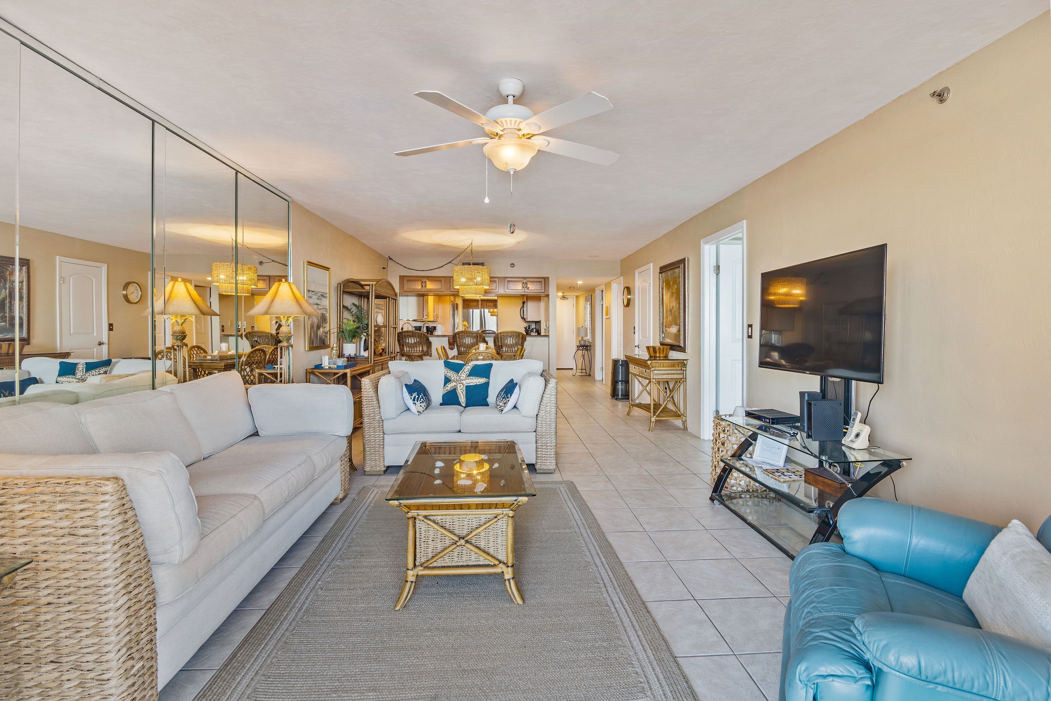 Condo, Multiple Beds, Hot Tub, Ocean View (Daytona Peaceful Paradise 1804) | Living area