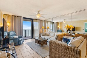 Condo, Multiple Beds, Hot Tub, Ocean View (Daytona Peaceful Paradise 1804) | Living area - Daytona Peaceful Paradise 1804 (Daytona Beach Shores)