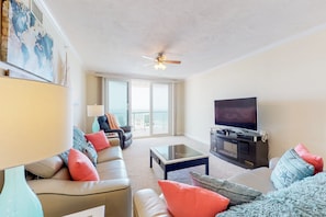 Condo, Multiple Beds, Hot Tub, Ocean View (Daytona Grande Towers-Ocean Paradise) | Living area - Daytona Grande Towers - Ocean Paradise 702 (Daytona Beach Shores)