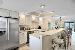 Condo, Multiple Beds, Balcony, Ocean View (NSB Hacienda Del Sol #407 - Seaside) | Private kitchen - NSB Hacienda Del Sol #407 - Seaside Hideaway (New Smyrna Beach)