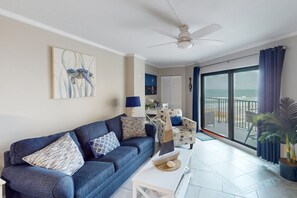 Condo, 1 Queen Bed with Sofa bed, Hot Tub, Ocean View (Daytona Sunglow Resort 404-Peer) | Living area - Daytona Sunglow Resort 404-peer at the Pier (Daytona Beach Shores)