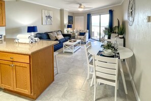 Condo, 1 Queen Bed with Sofa bed, Hot Tub, Ocean View (Daytona Sunglow Resort 404-Peer) | Living area - Daytona Sunglow Resort 404-peer at the Pier (Daytona Beach Shores)