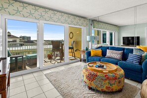 House, Multiple Beds, Balcony, Partial Ocean View (NSB Ponce de Leon Towers 507) | Living area - NSB Ponce de Leon Towers 507 (New Smyrna Beach)