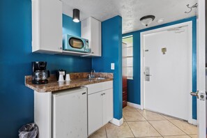 Studio (1 Bedroom) | Private kitchen | Microwave, stovetop, coffee/tea maker, cookware/dishes/utensils - Oceanfront Inn Room #19- Ocean View Balcony, King Bed (Fort Pierce)