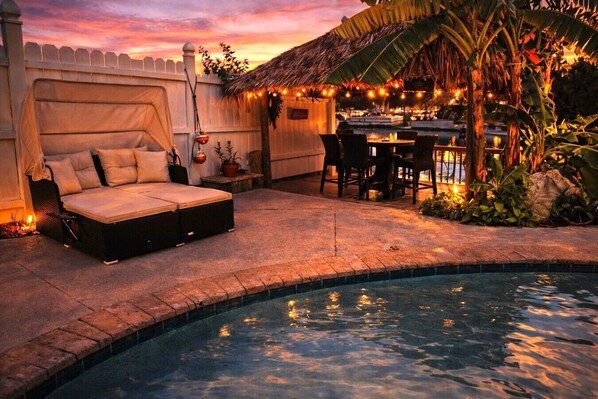 Terrace/patio - Dolphins Cove | Direct Gulf Access, Heated Pool, Tiki Hut (Hernando Beach)