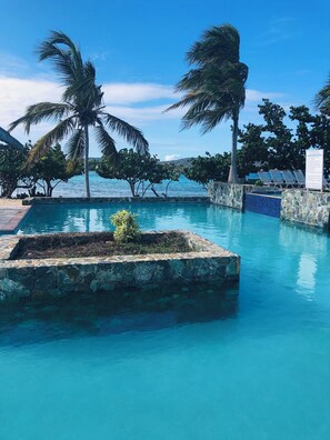 Outdoor pool - Sapphire C-Scape: Bldg. C Beachfront Walkout on Sapphire Beach with GENERATOR (Sapphire beach resort)