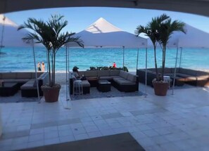 Terrace/patio - Sapphire C-Scape: Bldg. C Beachfront Walkout on Sapphire Beach with GENERATOR (Sapphire beach resort)