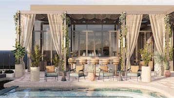 Rooftop bar, poolside views, open daily