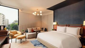 In-room safe, desk, laptop workspace, blackout curtains