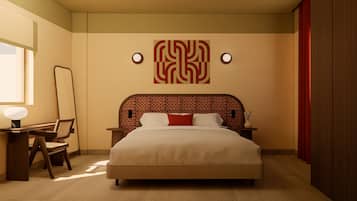 Deluxe tweepersoonskamer, patio | Een bureau, een laptopwerkplek, geluiddichte muren