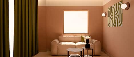 Suite Junior, 1 très grand lit et 1 canapé-lit, balcon | Aire de séjour | Téléviseur connecté de 55 po avec télévision par satellite, Netflix