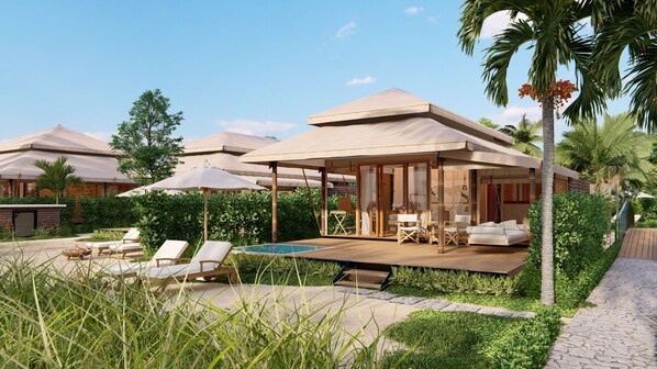 Master Suite Tented Villa | Caja fuerte, escritorio, cortinas opacas y tabla de planchar con plancha