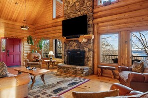 TV connectée, cheminée, jeux vidéo, lecteur de DVD