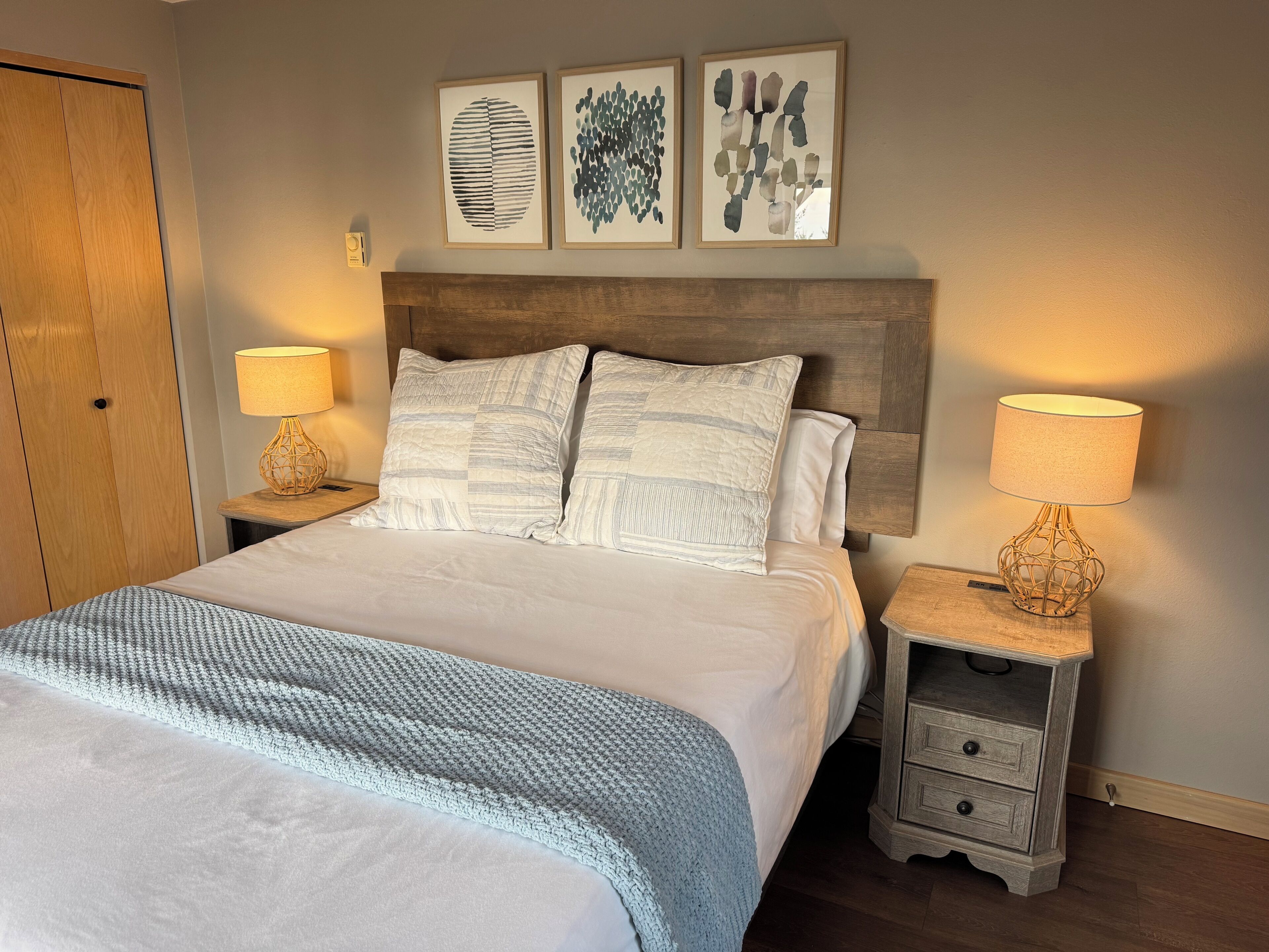 Get a great night of sleep on the comfortable queen size bed