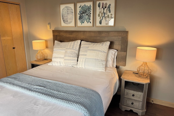 Get a great night of sleep on the comfortable queen size bed